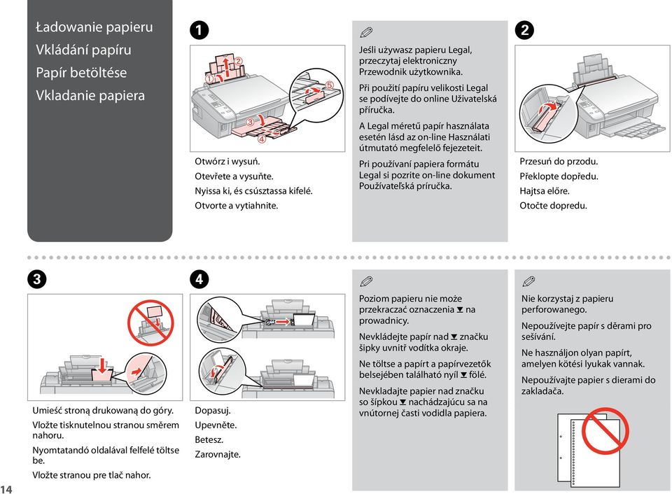 A Legal méretű papír használata esetén lásd az on-line Használati útmutató megfelelő fejezeteit. Pri používaní papiera formátu Legal si pozrite on-line dokument Používateľská príručka.