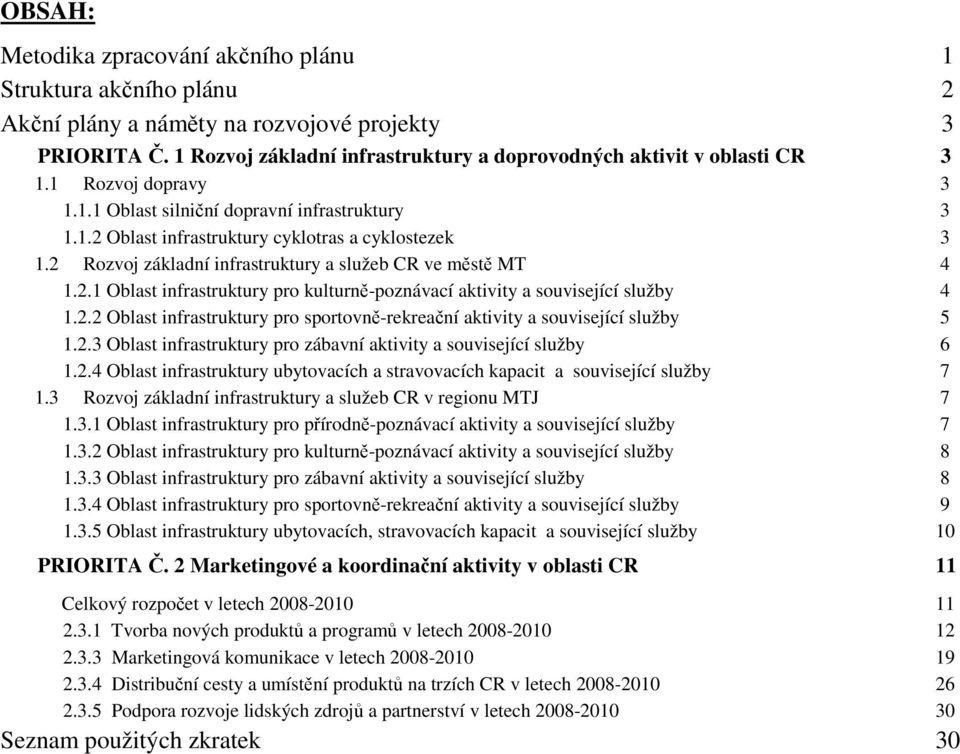 2.2 Oblast infrastruktury pro sportovně-rekreační aktivity a související služby 5 1.2.3 Oblast infrastruktury pro zábavní aktivity a související služby 6 1.2.4 Oblast infrastruktury ubytovacích a stravovacích kapacit a související služby 7 1.