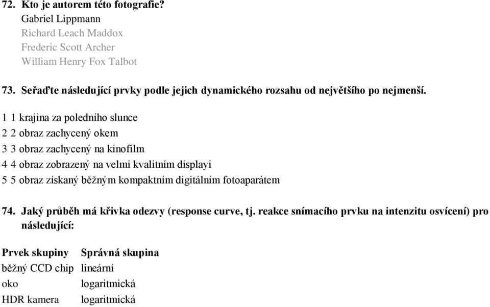 1 1 krajina za poledního slunce 2 2 obraz zachycený okem 3 3 obraz zachycený na kinofilm 4 4 obraz zobrazený na velmi kvalitním displayi 5 5 obraz získaný
