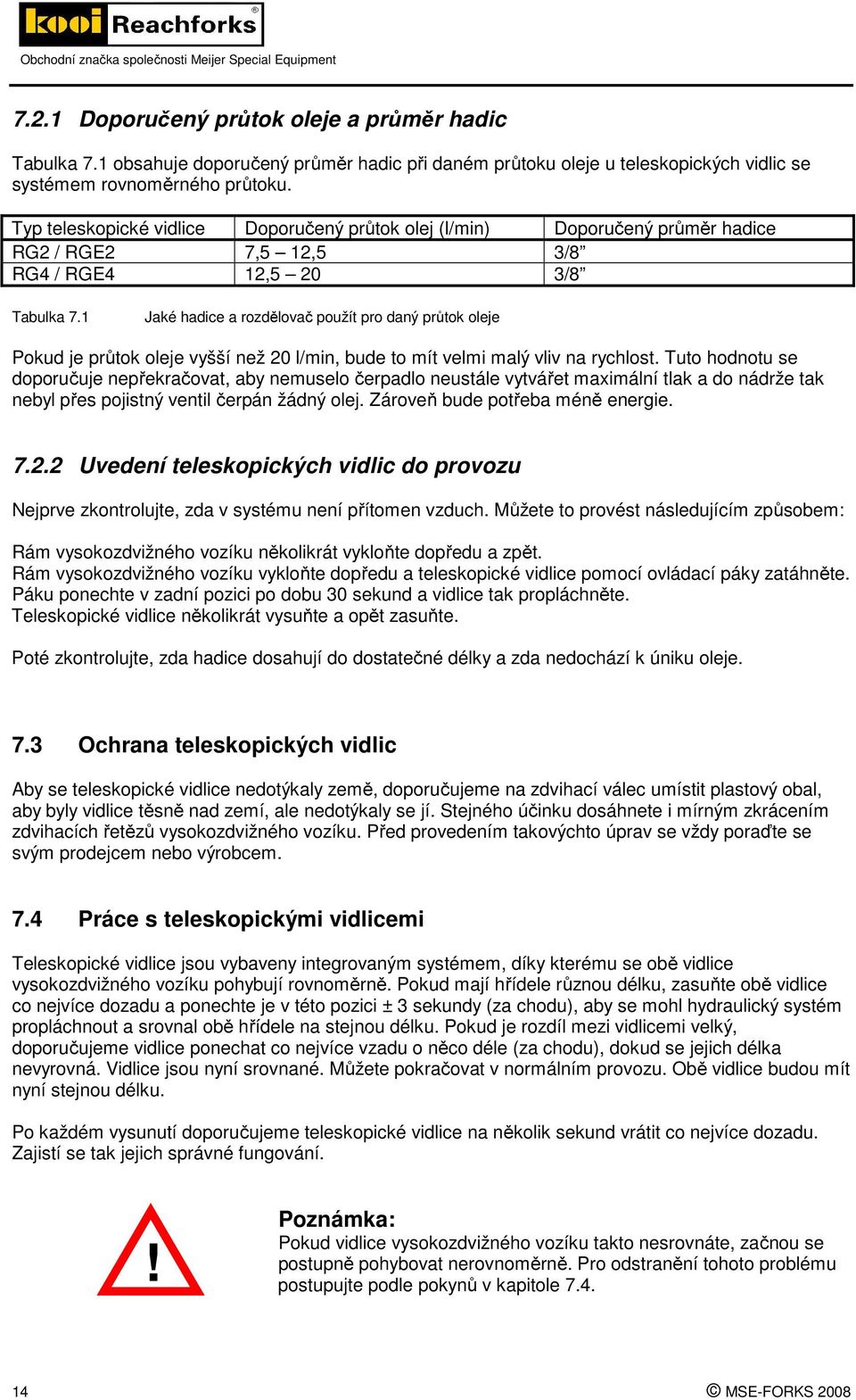 1 Jaké hadice a rozdělovač použít pro daný průtok oleje Pokud je průtok oleje vyšší než 20 l/min, bude to mít velmi malý vliv na rychlost.