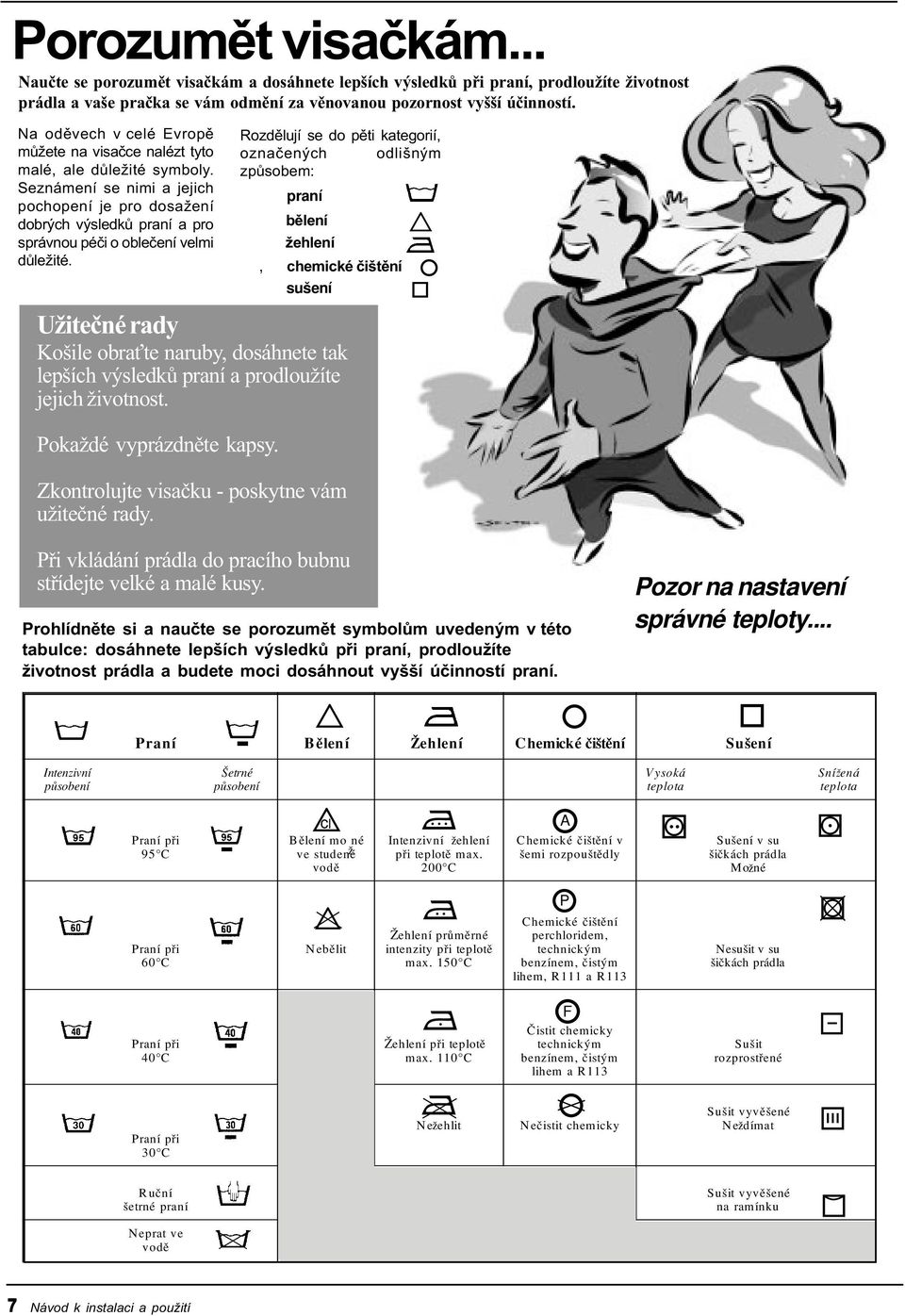 Seznámení se nimi a jejich pochopení je pro dosažení dobrých výsledkù praní a pro správnou péèi o obleèení velmi dùležité.