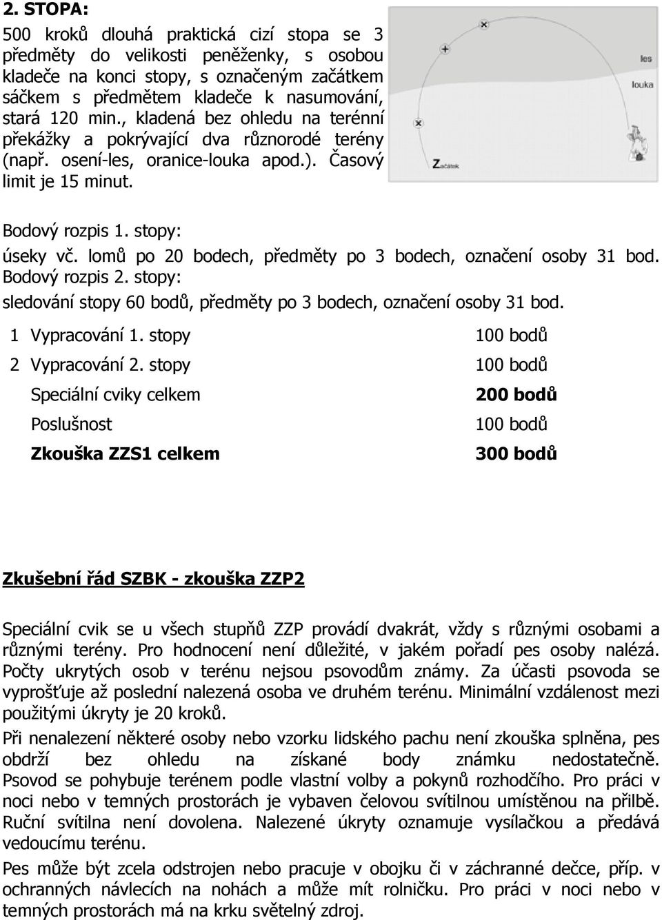 lomů po 20 bodech, předměty po 3 bodech, označení osoby 31 bod. Bodový rozpis 2. stopy: sledování stopy 60 bodů, předměty po 3 bodech, označení osoby 31 bod. 1 Vypracování 1.