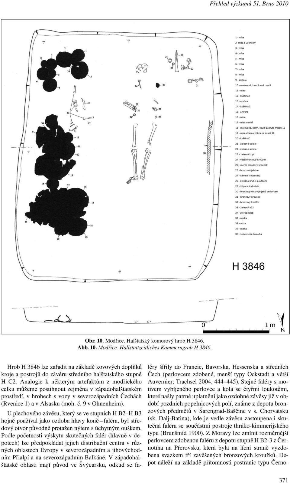 Analogie k některým artefaktům z modřického celku můžeme postihnout zejména v západohalštatském prostředí, v hrobech s vozy v severozápadních Čechách (Rvenice1)avAlsasku(moh.č.9vOhnenheim).