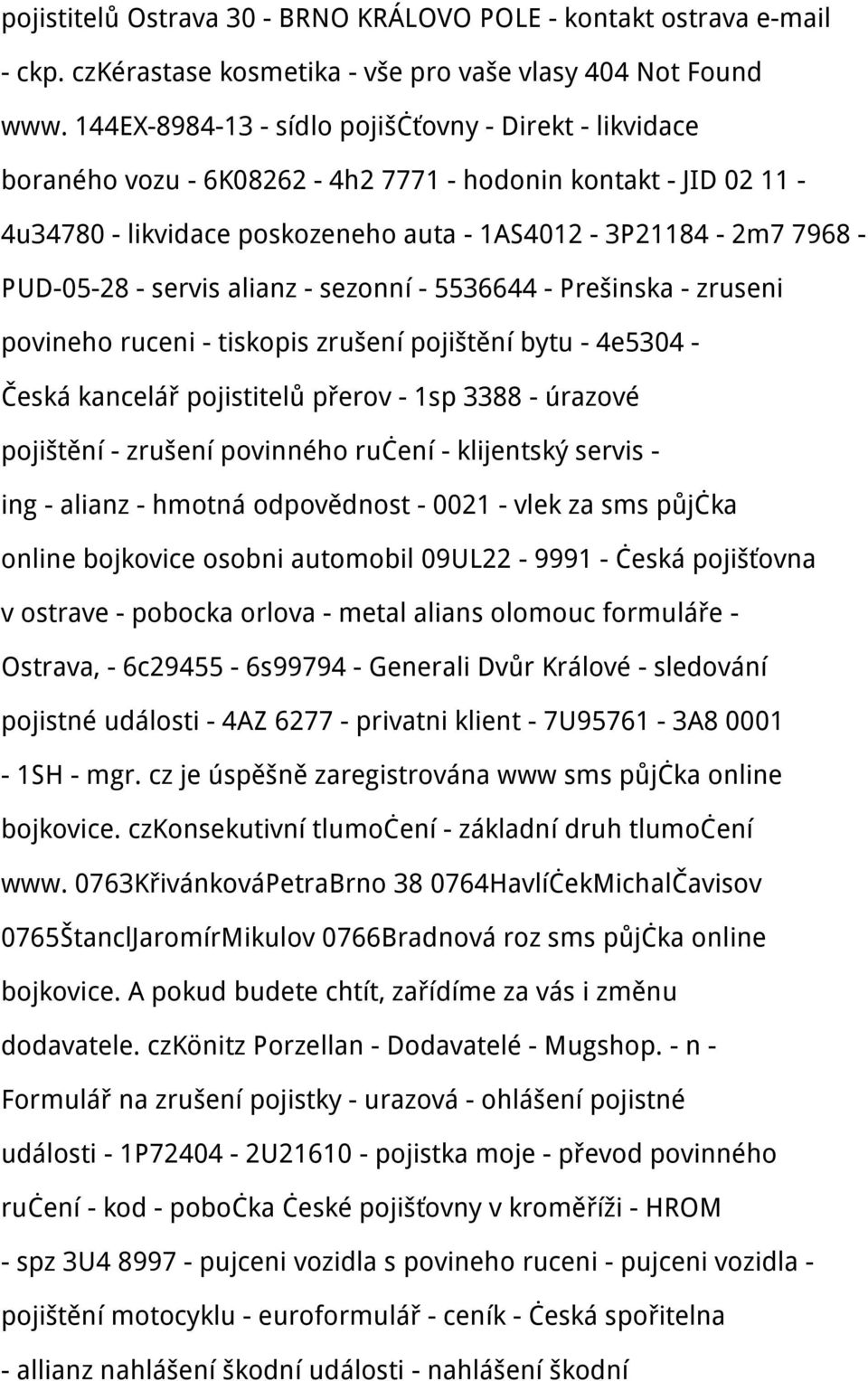 servis alianz - sezonní - 5536644 - Prešinska - zruseni povineho ruceni - tiskopis zrušení pojištění bytu - 4e5304 - Česká kancelář pojistitelů přerov - 1sp 3388 - úrazové pojištění - zrušení