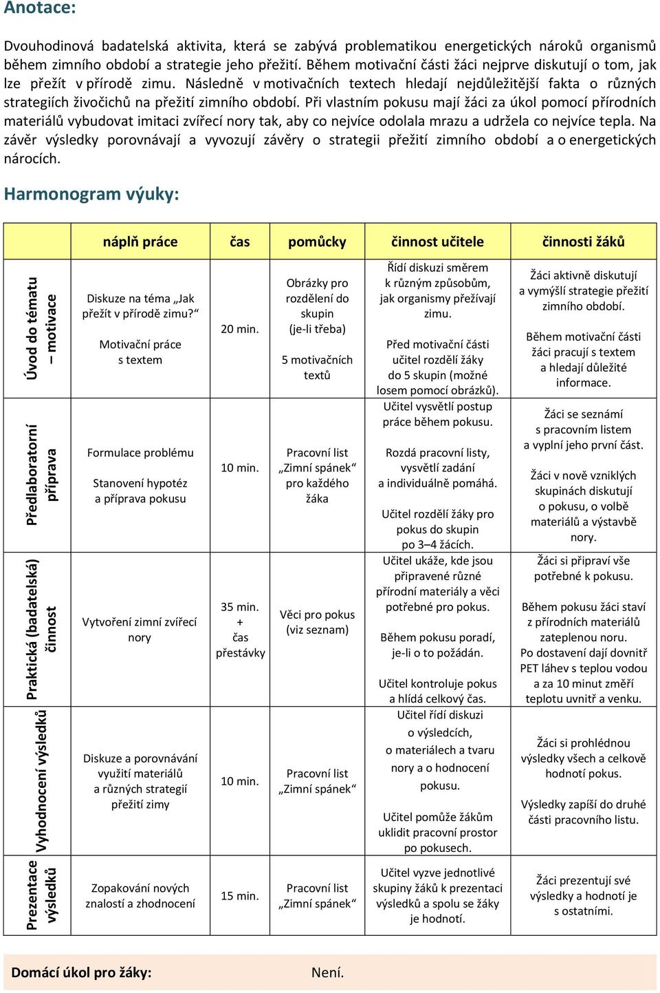 Následně v motivačních textech hledají nejdůležitější fakta o různých strategiích živočichů na přežití zimního období.