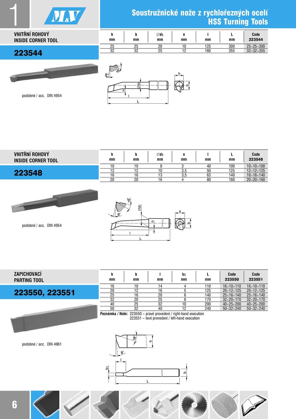 DIN 4954 VNITŘNÍ ROHOVÝ INSIDE CORNER TOOL 223548 h b d 1 n l L Code mm mm mm mm mm mm 223548 10 10 8 3 40 100 10 10 100 12 12 10 3,5 50 125 12 12 125 16 16 13 3,5 63 140 16 16 140 20 20 16 4 80 160