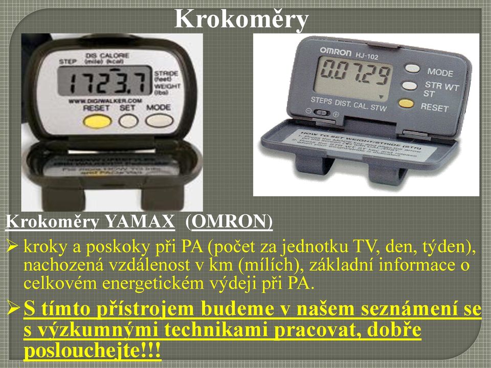 informace o celkovém energetickém výdeji při PA.