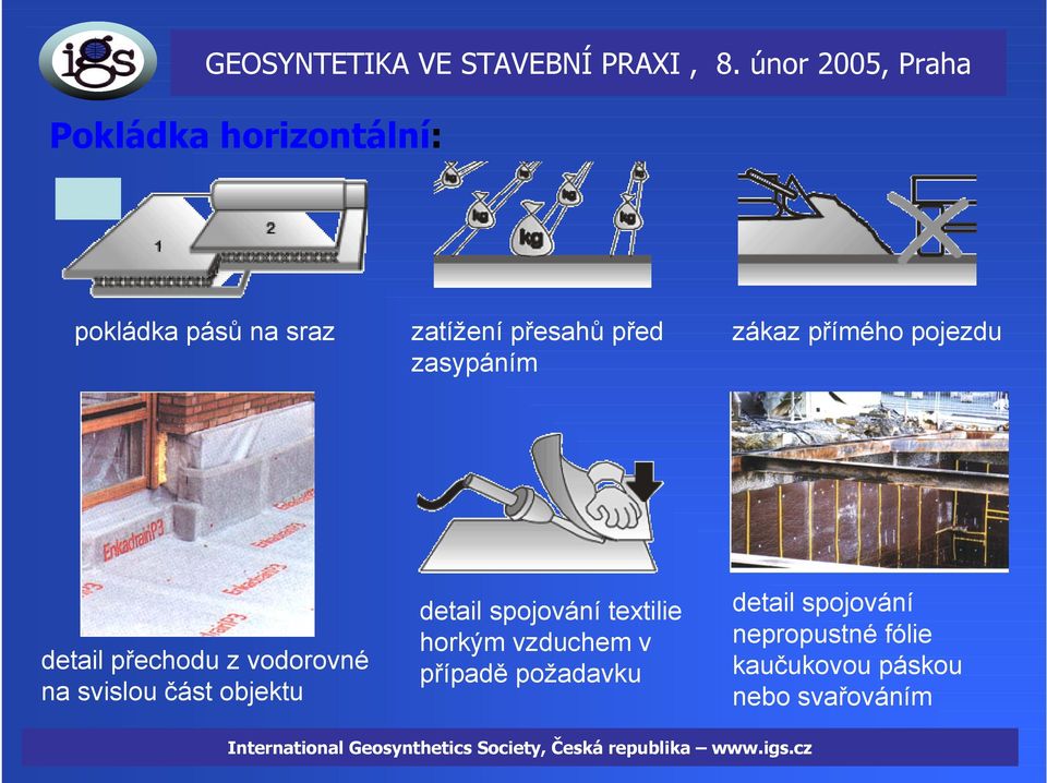 část objektu detail spojování textilie horkým vzduchem v případě