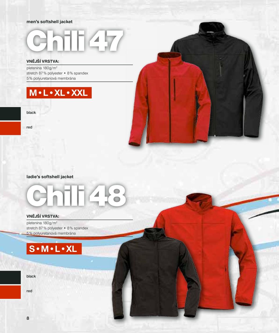 ladie s softshell jacket Chili 48 vnější vrstva: pletenina 180g/m 2