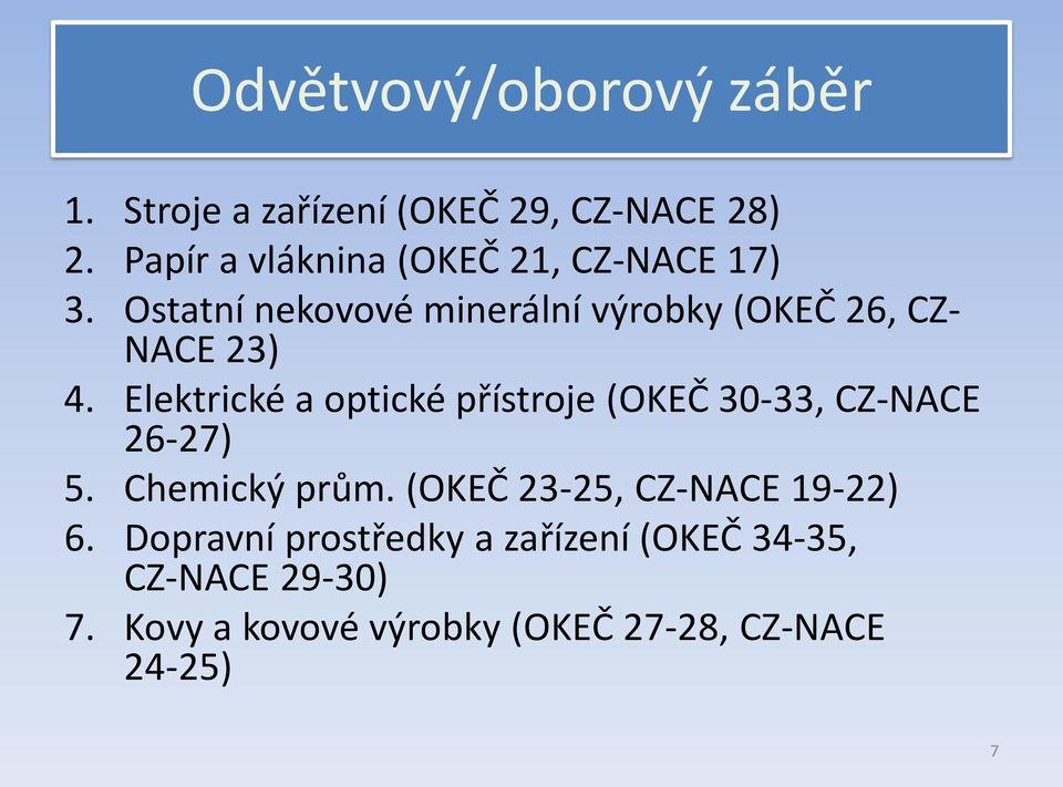 Ostatní nekovové minerální výrobky (OKEČ 26, CZ- NACE 23) 4.