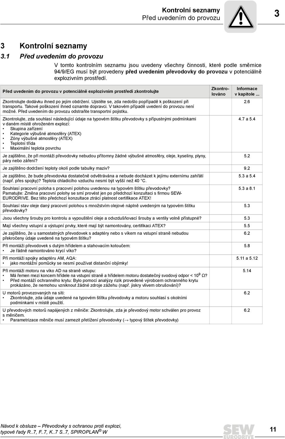 prostředí. Před uvedením do provozu v potenciálně explozivním prostředí zkontrolujte Zkontrolujte dodávku ihned po jejím obdržení. Ujistěte se, zda nedošlo popřípadě k poškození při transportu.