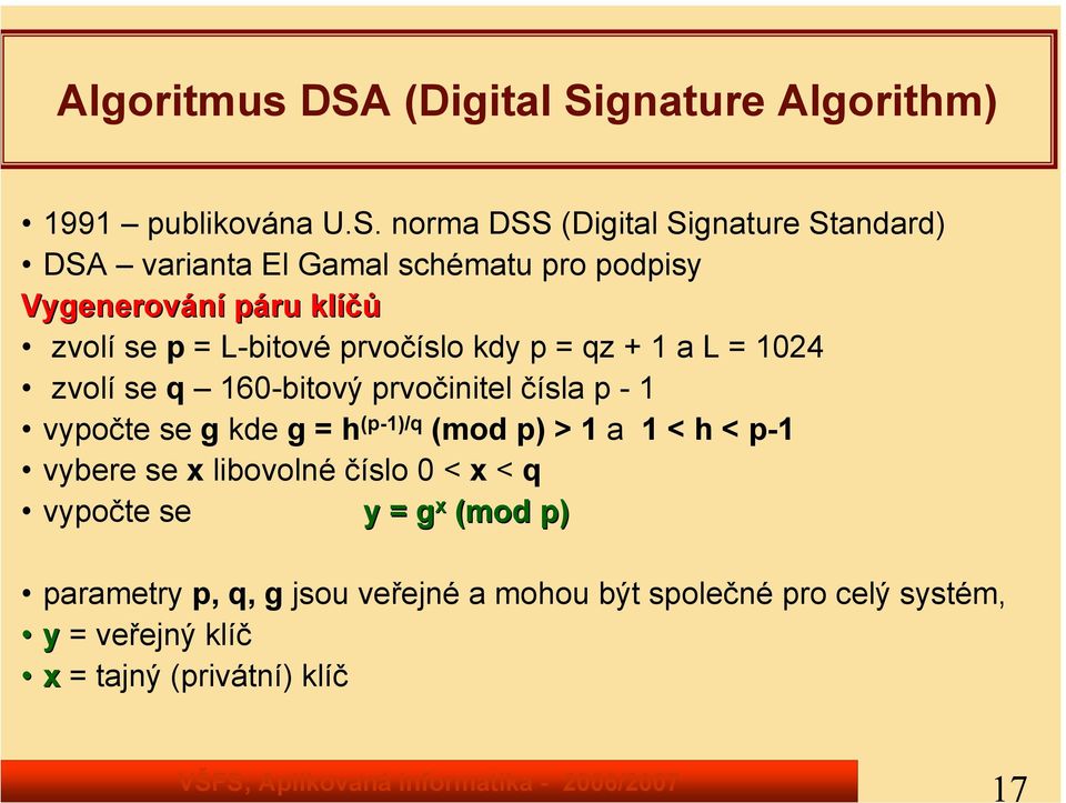 gnature Algorithm) 1991 publikována U.S.