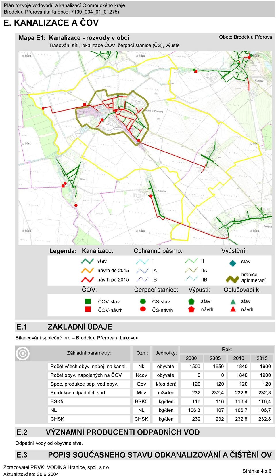 2 VÝZNAMNÍ PRODUCENTI ODPADNÍCH VOD Odpadní vody od obyvatelstva. Základní parametry: Ozn.: Jednotky: 2000 2005 2010 2015 Počet všech obyv. napoj. na kanal. Nk obyvatel 1500 1650 1840 1900 Počet obyv.