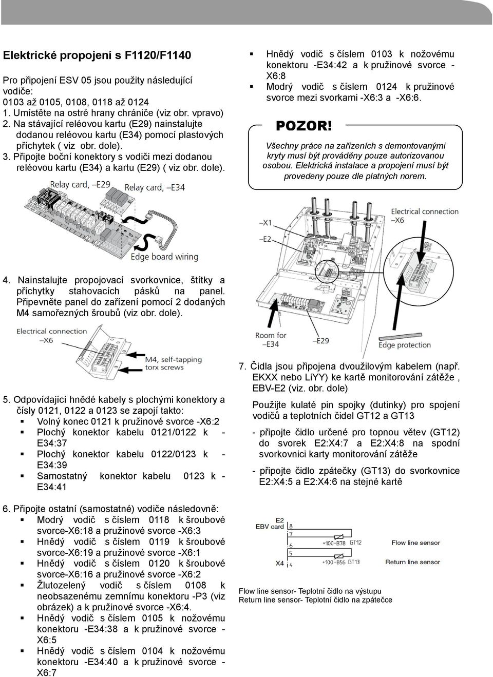 Připojte boční konektory s vodiči mezi dodanou reléovou kartu (E34) a kartu (E29) ( viz obr. dole).