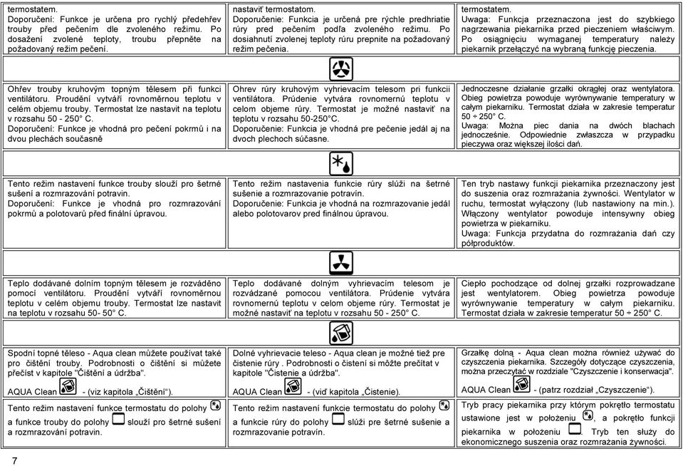 Uwaga: Funkcja przeznaczona jest do szybkiego nagrzewania piekarnika przed pieczeniem właściwym. Po osiągnięciu wymaganej temperatury należy piekarnik przełączyć na wybraną funkcję pieczenia.