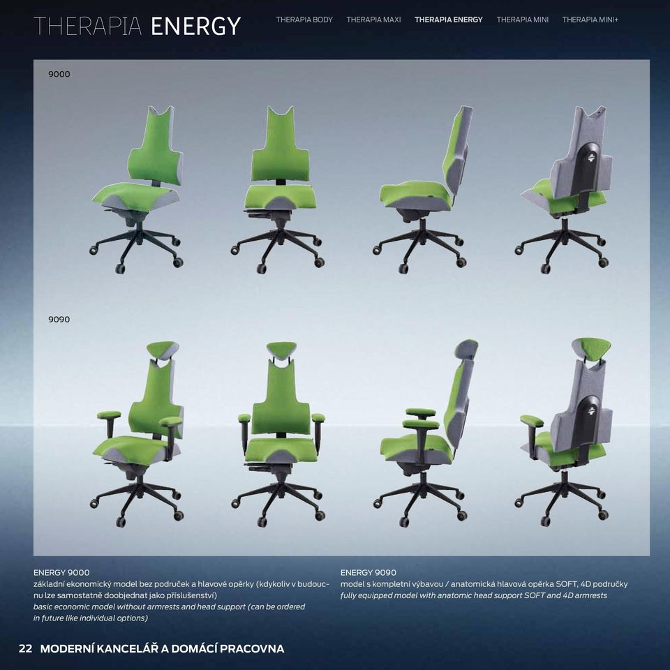 armrests and head support (can be ordered in future like individual options) ENERGY 9090 model s kompletní výbavou / anatomická