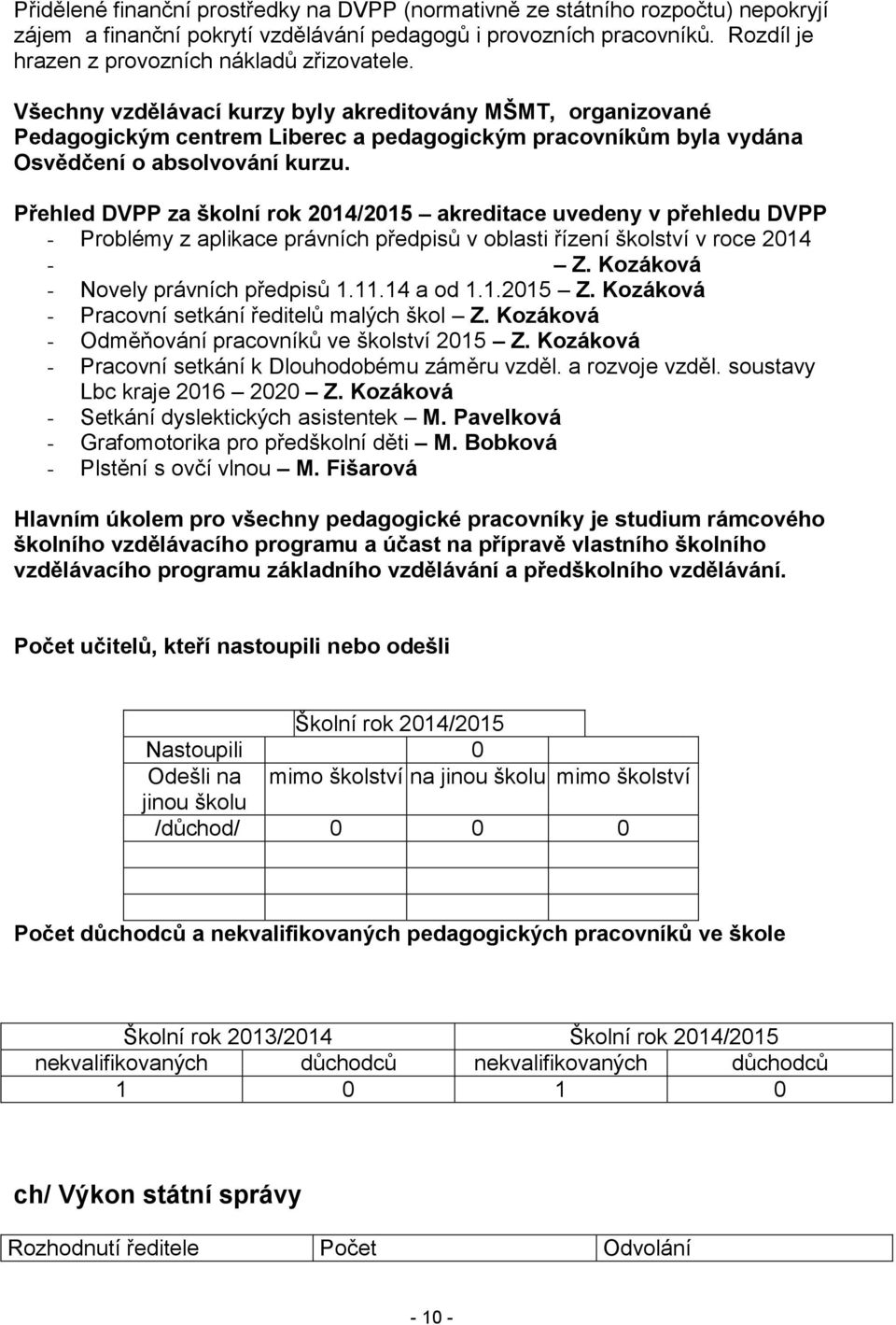 Všechny vzdělávací kurzy byly akreditovány MŠMT, organizované Pedagogickým centrem Liberec a pedagogickým pracovníkům byla vydána Osvědčení o absolvování kurzu.