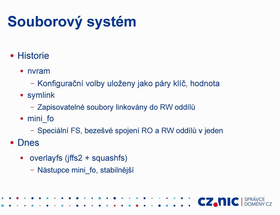 do RW oddílů mini_fo Speciální FS, bezešvé spojení RO a RW