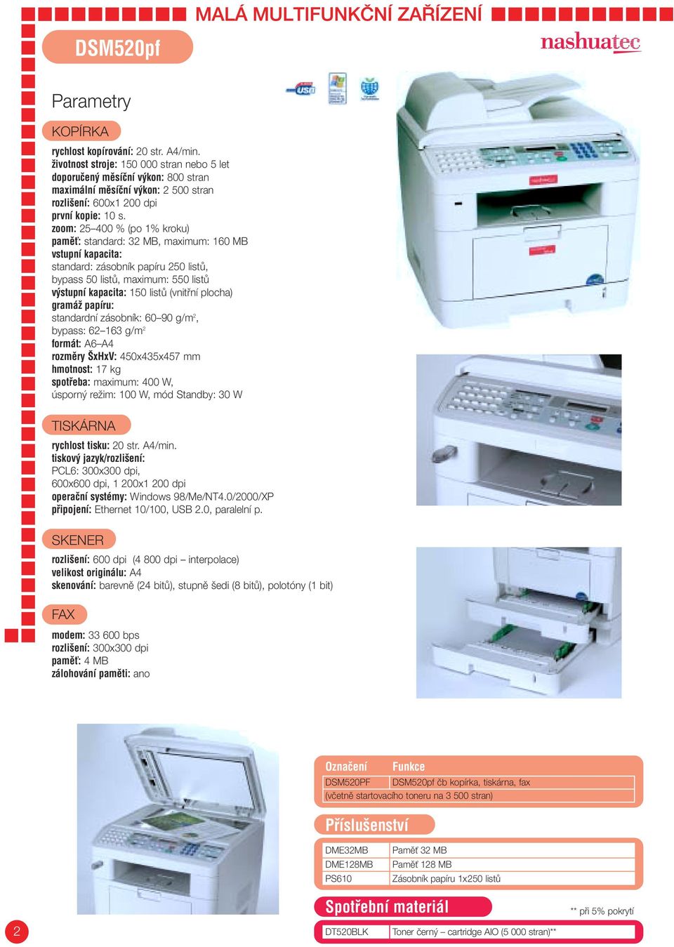 zoom: 25 400 % (po 1% kroku) pamûè: standard: 32 MB, maximum: 160 MB standard: zásobník papíru 250 listû, bypass 50 listû, maximum: 550 listû v stupní kapacita: 150 listû (vnitfiní plocha) standardní