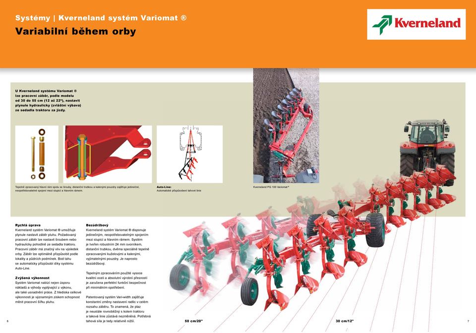 Auto-Line: Automatické přizpůsobení tahové linie Kverneland PG 100 Variomat Rychlá úprava Bezúdržbový Kverneland systém Variomat umožňuje Kverneland systém Variomat disponuje plynule nastavit záběr