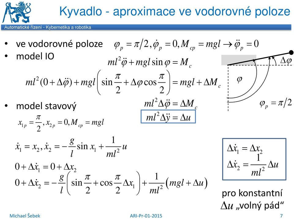 + ϕ = mgl + M π =, = 0, M = mgl ϕ = π, ϕ = 0, M = mgl ϕ = 0 g =, = sin + u l ml 0+ = 0+ g π π 0