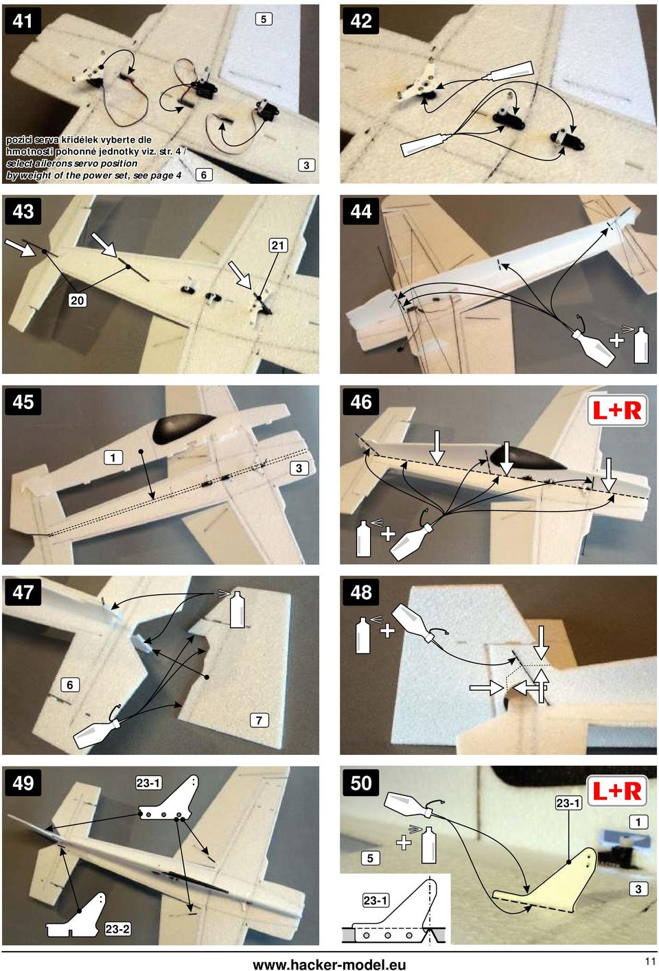 4 / select ailerons servo position by weight of