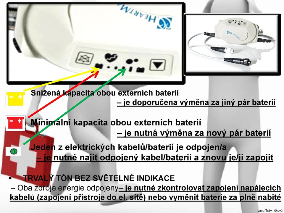 najít odpojený kabel/baterii a znovu je/ji zapojit TRVALÝ TÓN BEZ SVĚTELNÉ INDIKACE Oba zdroje energie odpojeny