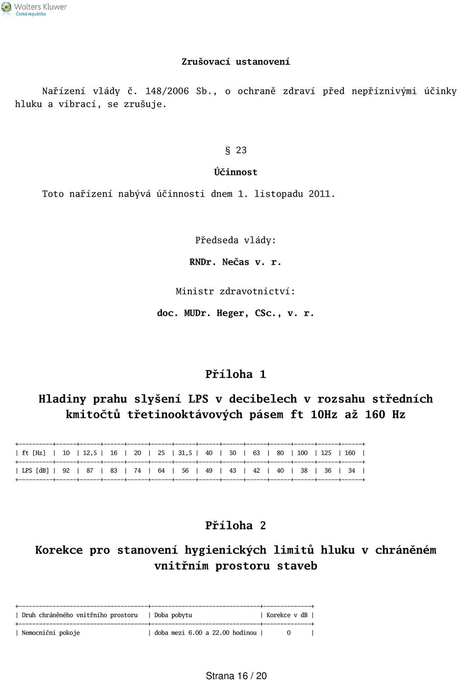 Ministr zdravotnictví: doc. MUDr. Heger, CSc., v. r.