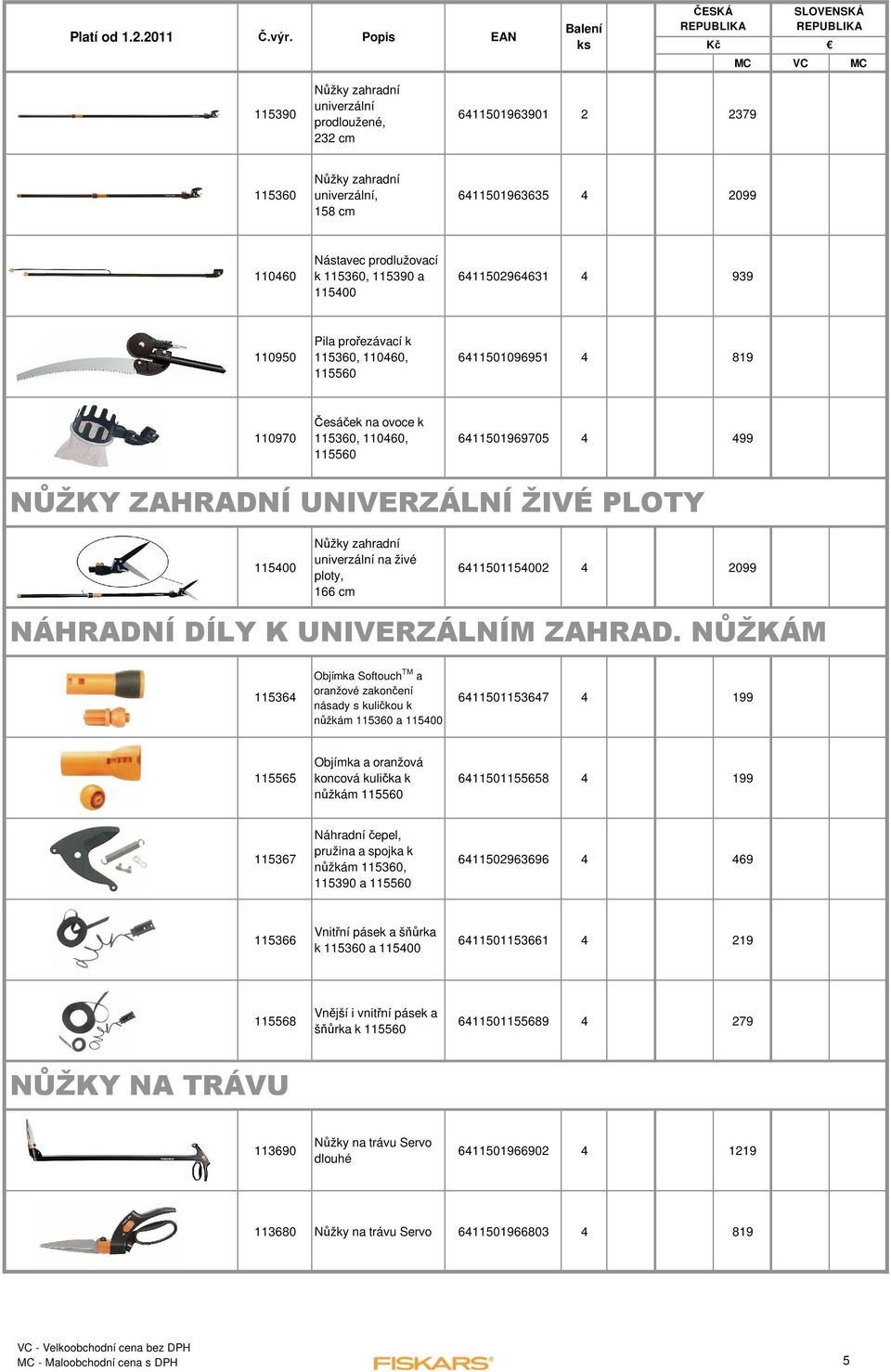 166 cm 6411501154002 4 2099 NÁHRADNÍ DÍLY K UNIVERZÁLNÍM ZAHRAD.