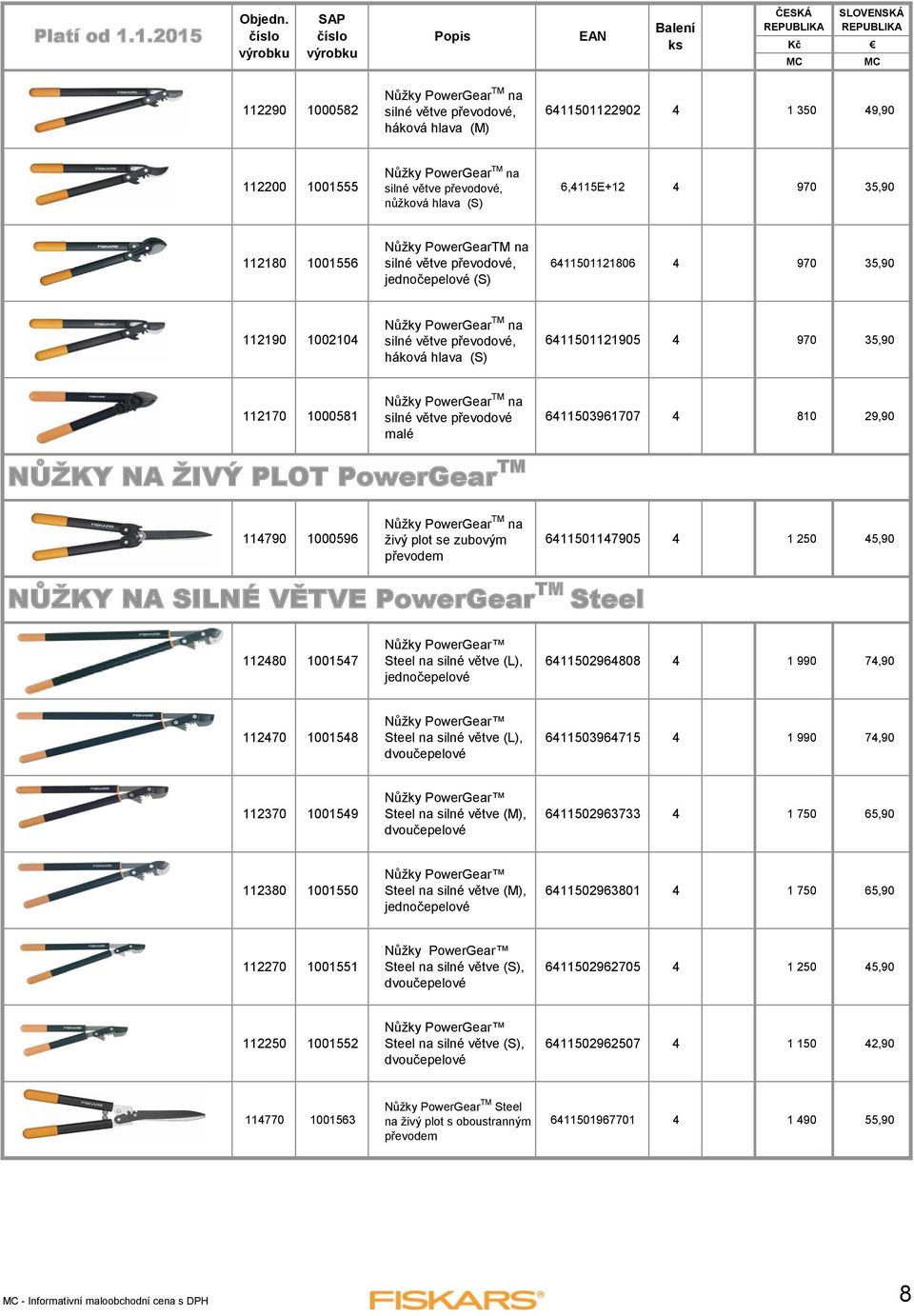 4 970 35,90 112170 1000581 Nůžky PowerGear TM na silné větve převodové malé 6411503961707 4 810 29,90 NŮŽKY NA ŽIVÝ PLOT PowerGear TM 114790 1000596 Nůžky PowerGear TM na živý plot se zubovým