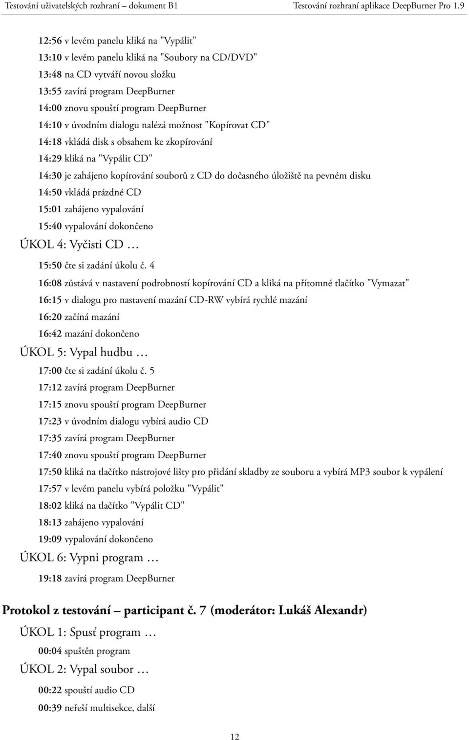 14:50 vkládá prázdné CD 15:01 zahájeno vypalování 15:40 vypalování dokončeno ÚKOL 4: Vyčisti CD 15:50 čte si zadání úkolu č.