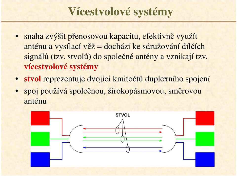 stvolů) do společné antény a vznikají tzv.