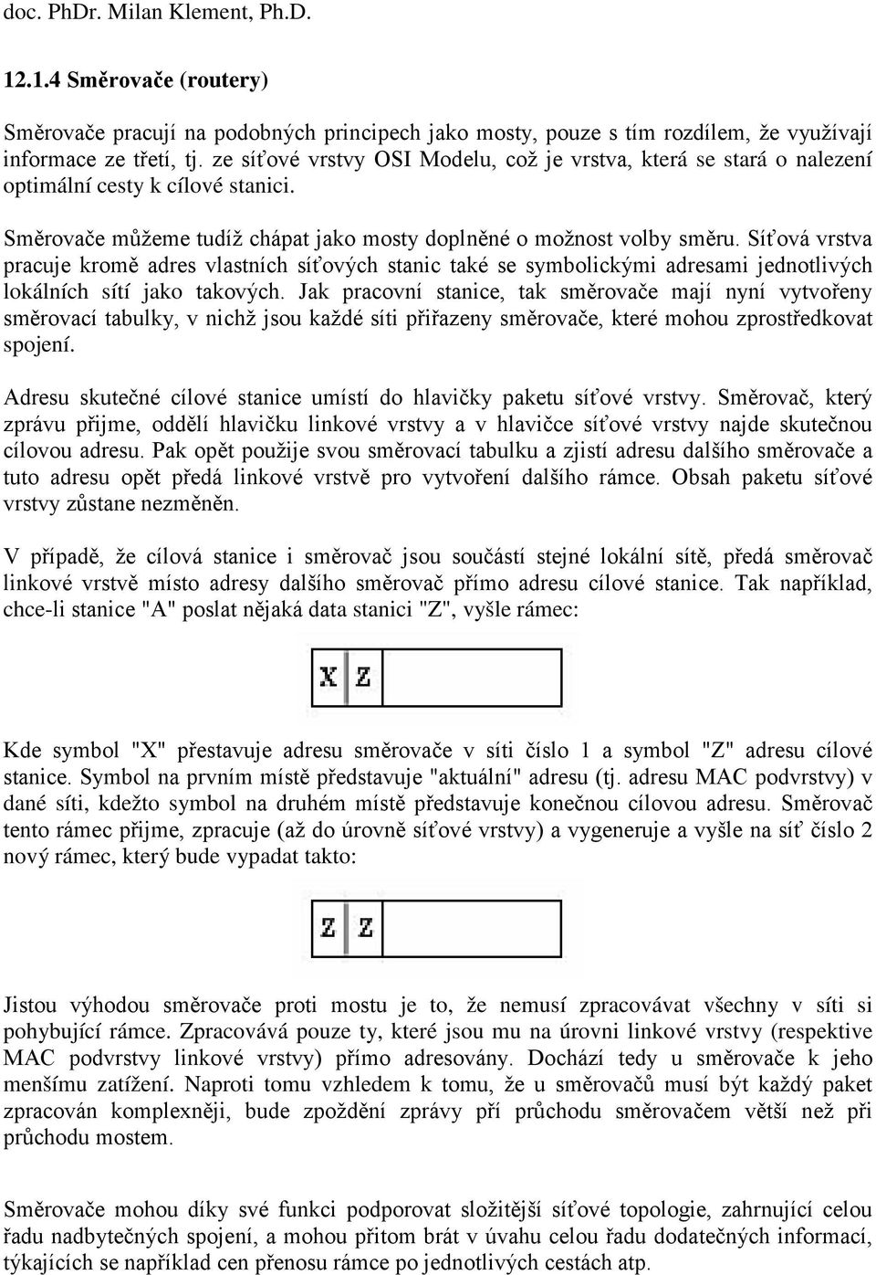 Síťová vrstva pracuje kromě adres vlastních síťových stanic také se symbolickými adresami jednotlivých lokálních sítí jako takových.