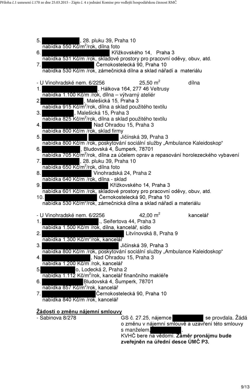 100 Kč/m /rok, dílna výtvarný ateliér 2., Malešická 15, Praha 3 nabídka 915 Kč/m 2 /rok, dílna a sklad použitého textilu 3.