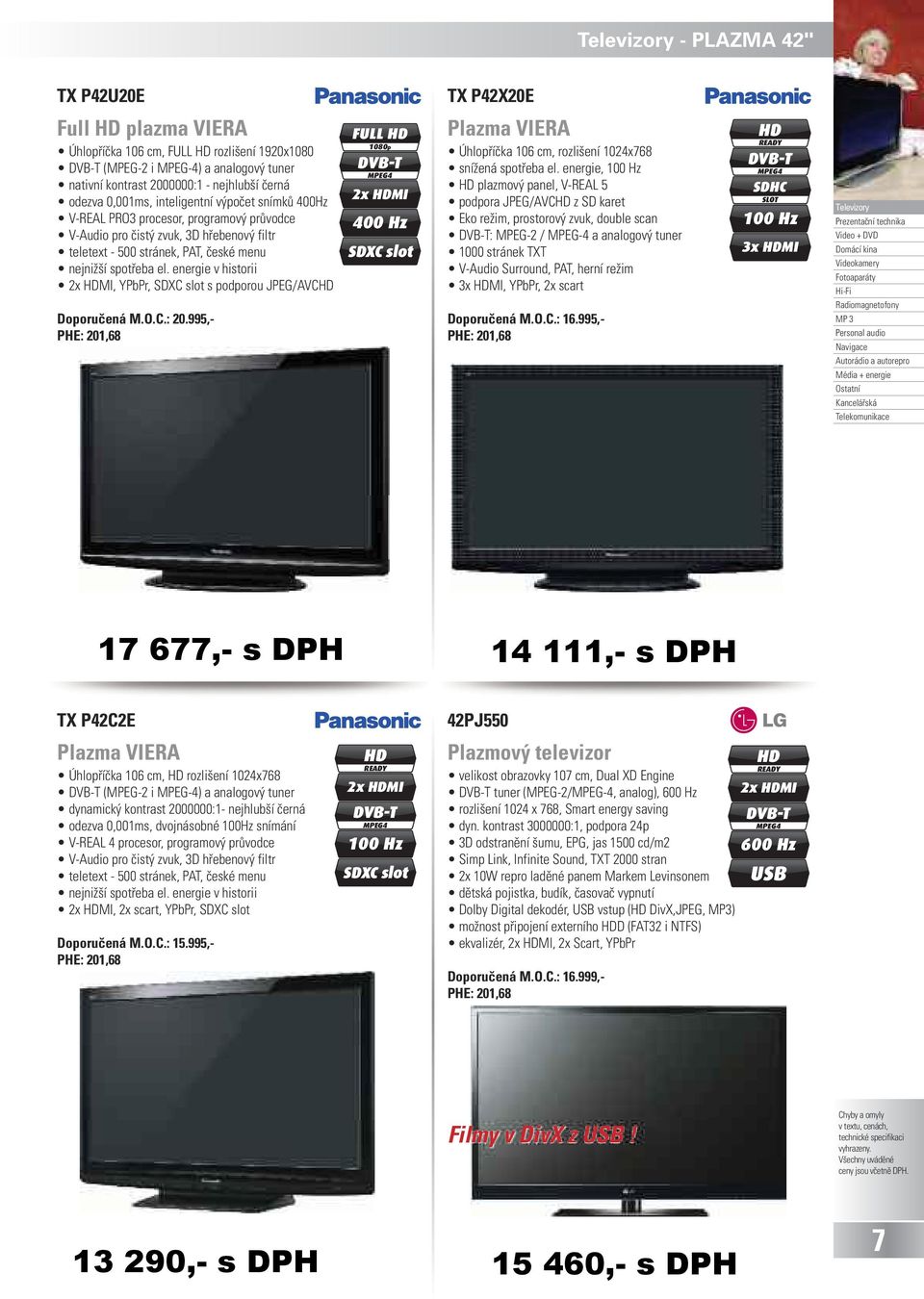 energie v historii 2x MI, YPbPr, SDXC slot s podporou JPEG/AVC Doporučená M.O.C.: 20.995,- 2x MI 400 Hz SDXC slot Plazma VIERA Úhlopříčka 106 cm, rozlišení 1024x768 snížená spotřeba el.