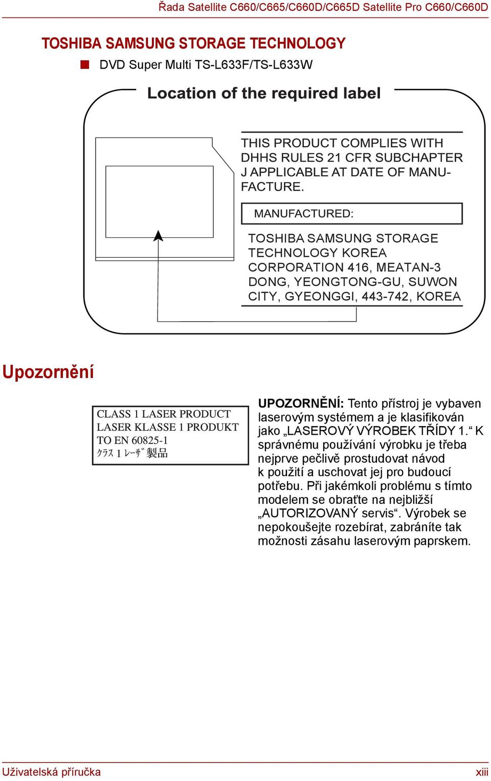 jako LASEROVÝ VÝROBEK TŘÍDY 1. K správnému používání výrobku je třeba nejprve pečlivě prostudovat návod k použití a uschovat jej pro budoucí potřebu.