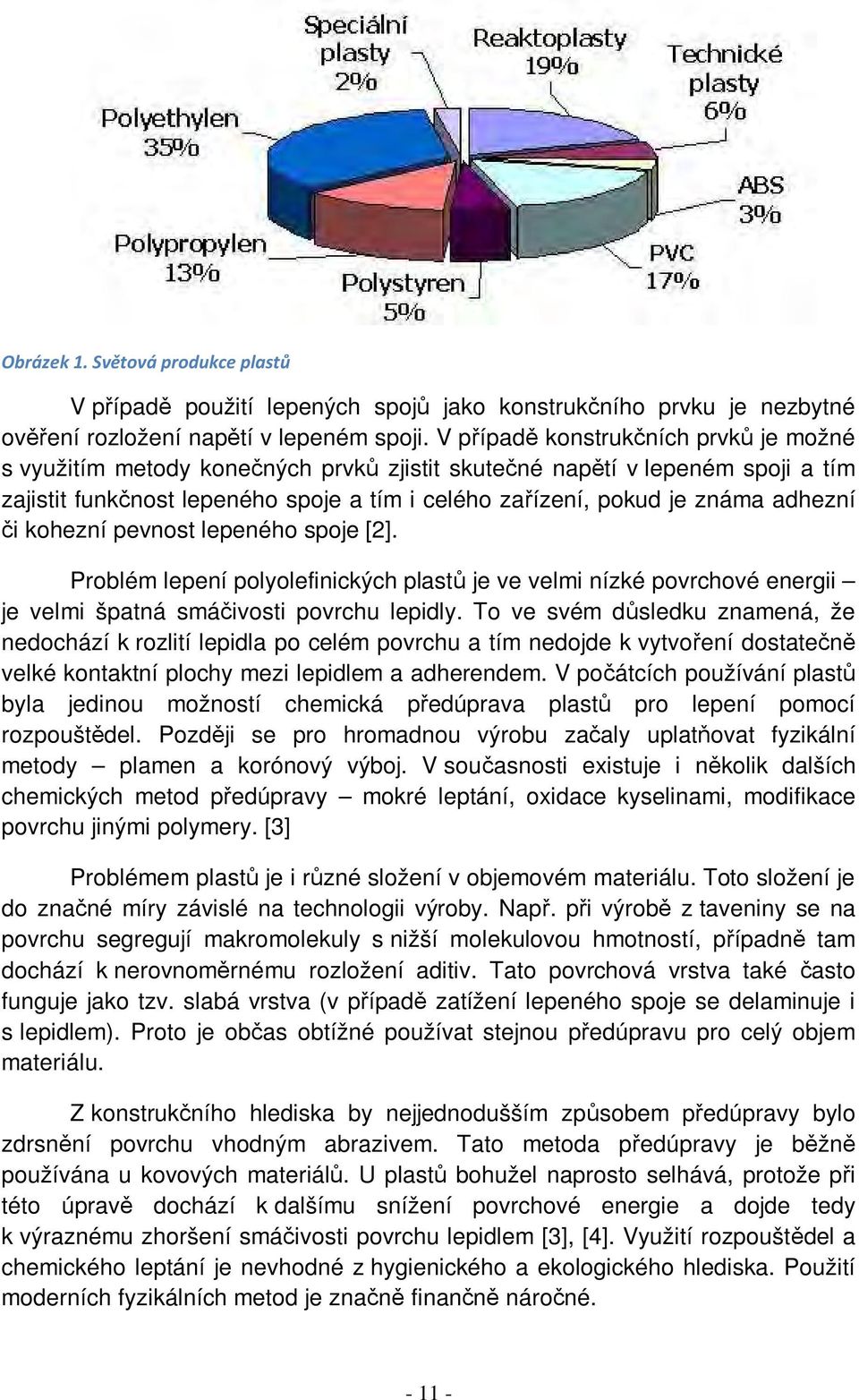 adhezní či kohezní pevnost lepeného spoje [2]. Problém lepení polyolefinických plastů je ve velmi nízké povrchové energii je velmi špatná smáčivosti povrchu lepidly.