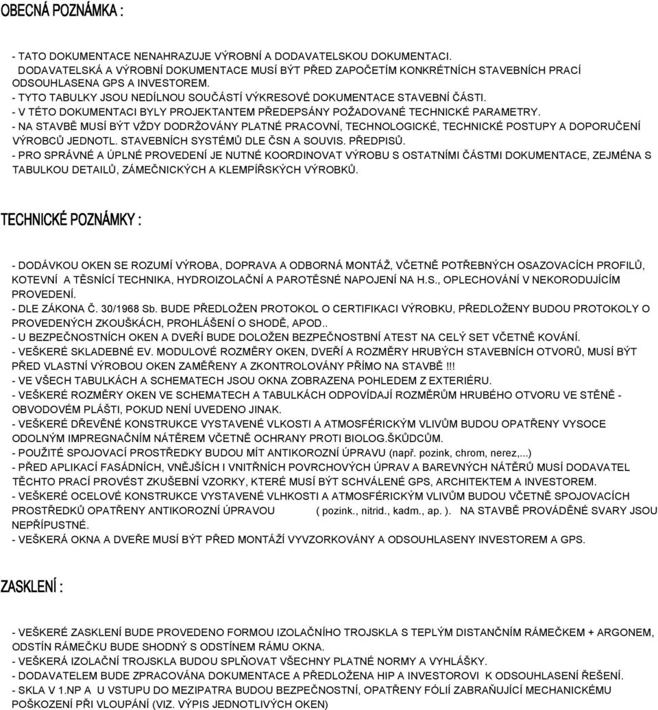 - NA STAVBĚ MUSÍ BÝT VŽDY DODRŽOVÁNY PLATNÉ PRACOVNÍ, TECHNOLOGICKÉ, TECHNICKÉ POSTUPY A DOPORUČENÍ VÝROBCŮ JEDNOTL. CH SYSTÉMŮ DLE ČSN A SOUVIS. PŘEDPISŮ.