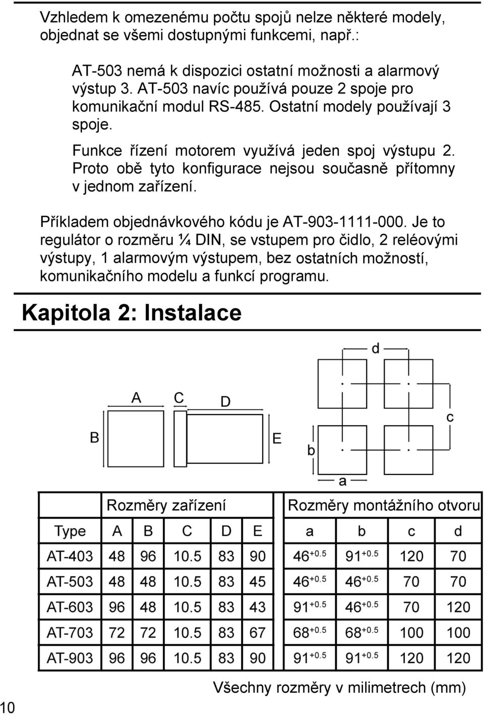 Proto obě tyto konfigurace nejsou současně přítomny v jednom zařízení. Příkladem objednávkového kódu je AT-903-1111-000.