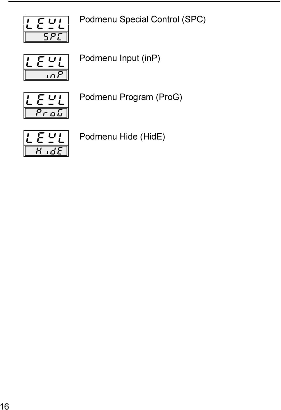 Input (inp) Podmenu