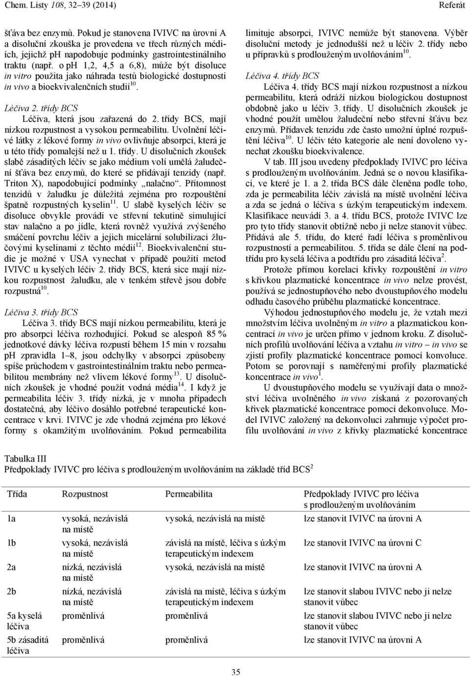 třídy BCS, mají nízkou rozpustnost a vysokou permeabilitu. Uvolnění léčivé látky z lékové formy in vivo ovlivňuje absorpci, která je u této třídy 