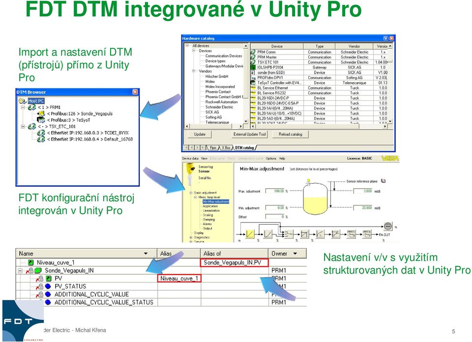 konfigurační nástroj integrován v Unity Pro