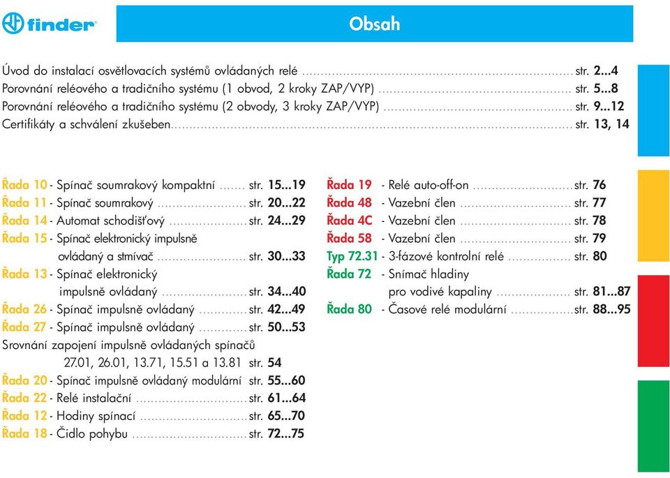 ..19 ada 11 - Spínač soumrakový... str. 20...22 ada 14 - Automat schodiš ový... str. 24...29 ada 15 - Spínač elektronický impulsn ovládaný a stmívač... str. 30.