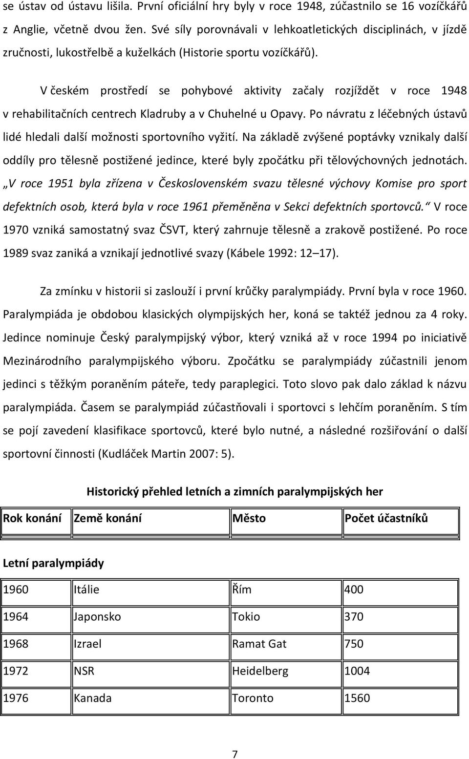 V českém prostředí se pohybové aktivity začaly rozjíždět v roce 1948 v rehabilitačních centrech Kladruby a v Chuhelné u Opavy.