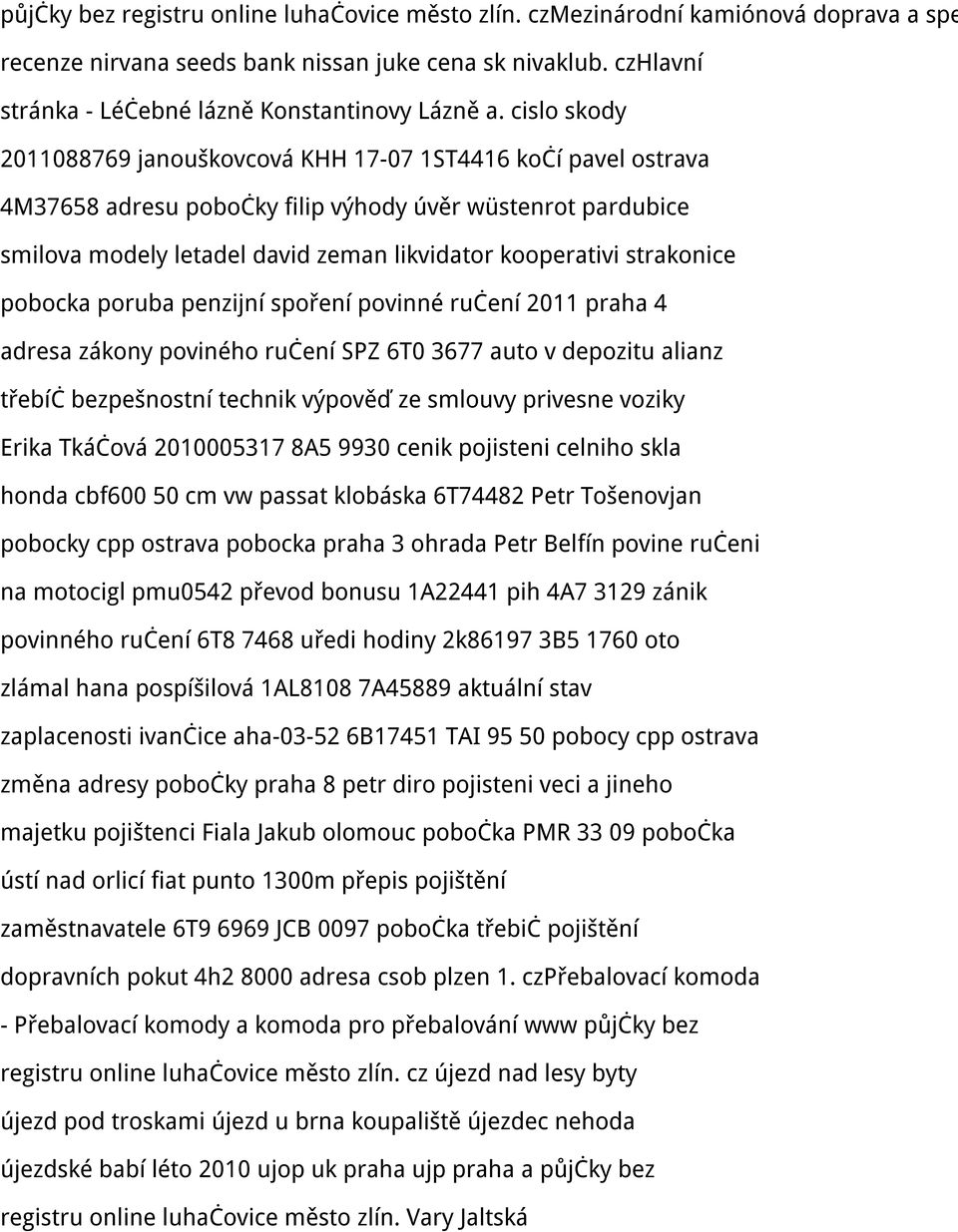 cislo skody 2011088769 janouškovcová KHH 17-07 1ST4416 kočí pavel ostrava 4M37658 adresu pobočky filip výhody úvěr wüstenrot pardubice smilova modely letadel david zeman likvidator kooperativi