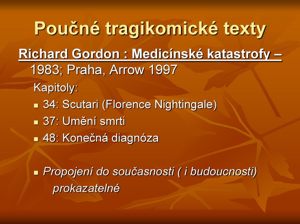 (Florence Nightingale) 37: Umění smrti 48: Konečná