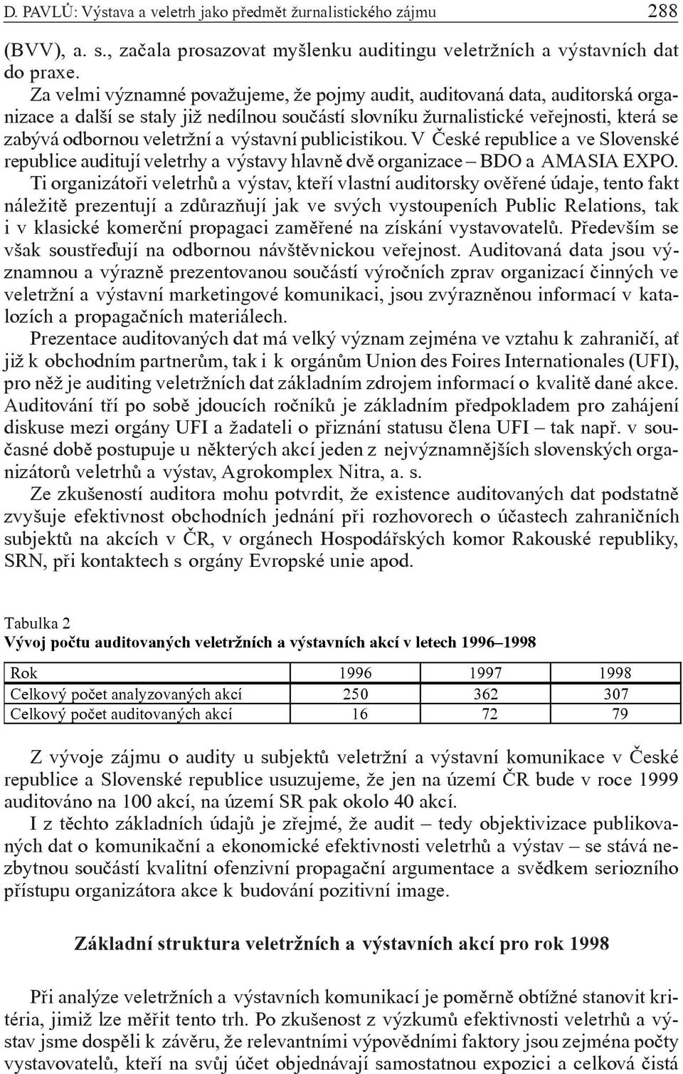 výstavní publicistikou. V Èeské republice a ve Slovenské republice auditují veletrhy a výstavy hlavnì dvì organizace BDO a AMASIA EXPO.