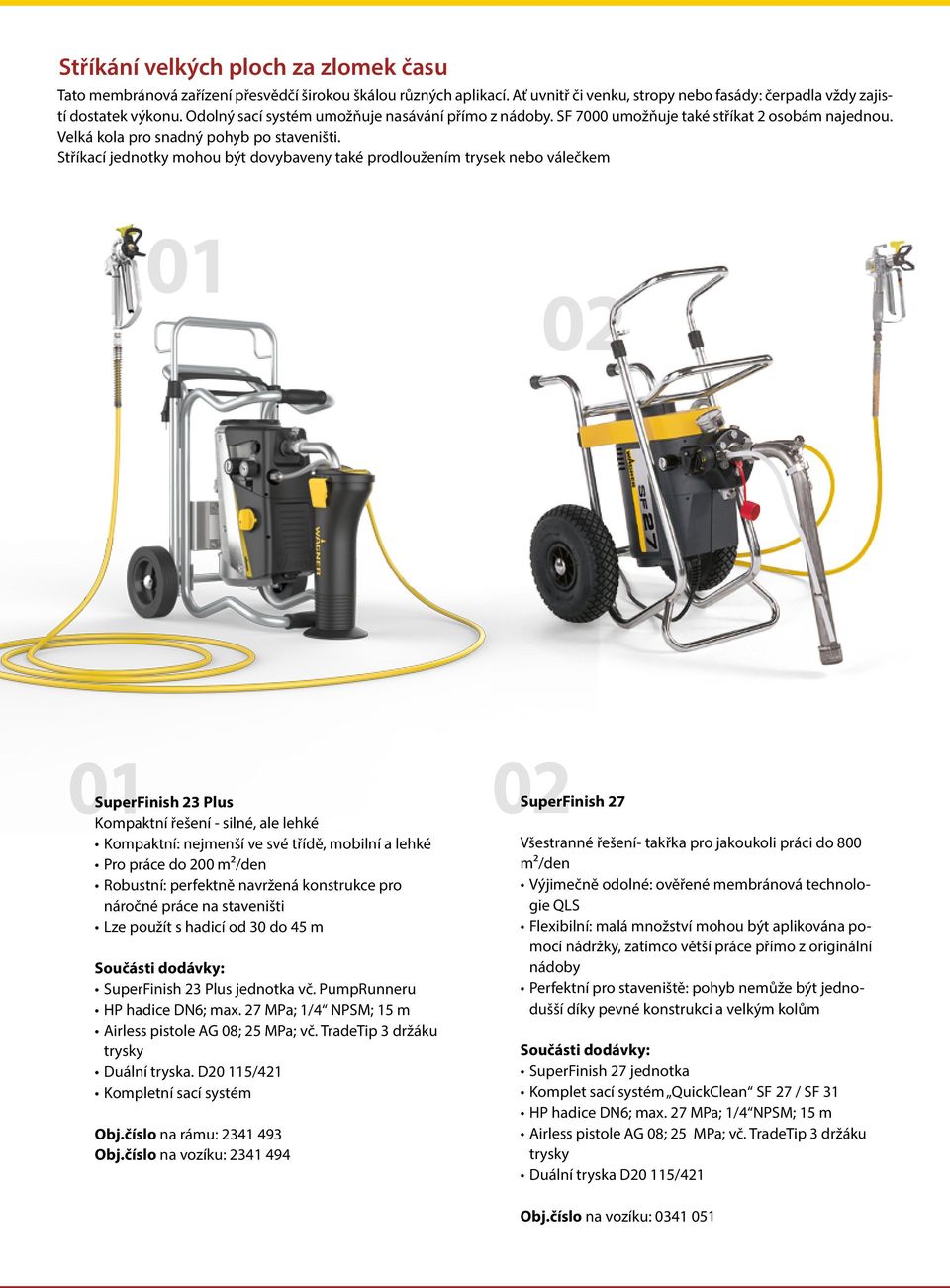 Stříkací jednotky mohou být dovybaveny také prodloužením trysek nebo válečkem 01 02 01 SuperFinish 23 Plus Kompaktní řešení - silné, ale lehké Kompaktní: nejmenší ve své třídě, mobilní a lehké Pro