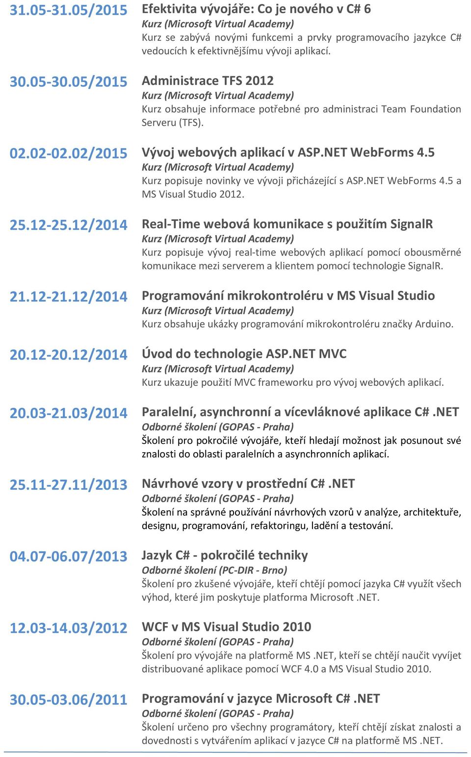 5 Kurz popisuje novinky ve vývoji přicházející s ASP.NET WebForms 4.5 a MS Visual Studio 2012. 25.12-25.