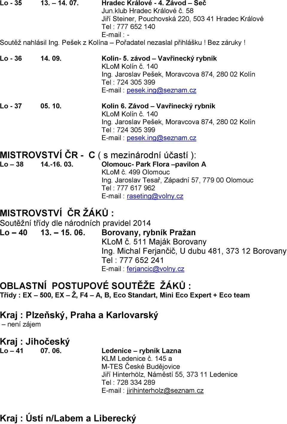 140 MISTROVSTVÍ ČR - C ( s mezinárodní účastí ): Lo 38 14.-16. 03. Olomouc- Park Flora pavilon A KLoM č. 499 Olomouc Ing.